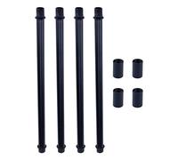 MY MIRONEY 4 Sets Straight Pipe Lamp Stem Kit with Connector M10 Black Lamp Rod Hardware Light Fixture Parts Replacement, 7.87" Long