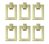 MY MIRONEY 4PCS Square Ring Pulls Handles Furniture Hardware Brushed Gold Cabinet Ring Knobs Zinc Alloy Drop Ring Drawer Pulls Dresser Handle with Screws