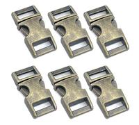 MY MIRONEY 6-Pack 3/8 Inch Metal Curved Buckle Antique Bronze Side Quick Release Buckles for DIY Craft Webbing Bracelets Backpack