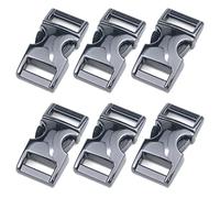 MY MIRONEY 6-Pack 3/8 Inch Metal Curved Buckle Light Black Side Quick Release Buckles for DIY Craft Webbing Bracelets Backpack, Gun Black, 1.18"