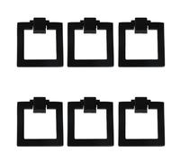MY MIRONEY 6PCS Square Ring Pulls Handles Furniture Hardware Black Cabinet Ring Knobs Zinc Alloy Drop Ring Drawer Pulls Dresser Handle with Screws