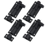 MY MIRONEY Black Barrel Bolt Lock Aluminum Alloy Slide Bolt Latch 2 Inch Door Latch Lock Security Sliding Lock with Screws Pack of 4