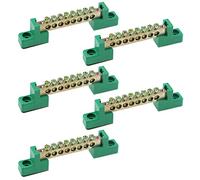 MY MIRONEY Terminal Bus Bar 8 Positions Screw Brass Terminal Grounding Strip Bus Bar Block Green Terminal Block Pack of 5