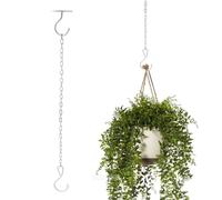 MY MIRONEY White Ceiling Hooks for Hanging Plants, Metal Wall Mount Ceiling Hooks with Hanging Chains for Hanging Lanterns, Wind Chimes, Bird Feeders, Planters, Indoor and Outdoor