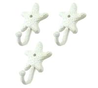 MY MIRONEY White Starfish Single Hook Sea Star Shaped Wall Hooks Coat Key Hat Towel Robe Hooks Wall Hangers Wall Mounted Decorative Hooks with Screws Pack of 3