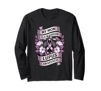 My Mom is A Warrior Lupus Awareness Ribbon Shield Long Sleeve T-Shirt