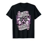 My Mom is A Warrior Lupus Awareness Ribbon Shield T-Shirt