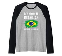 My Mom is Brazilian Brazil Pride Flag Heritage Roots Raglan Baseball Tee