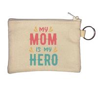 My Mom is My Hero Key Chain Coin Purse Beige
