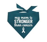 My Mom is Stronger Than Cancer Dog Bandana | 100% Cotton | Made in USA | Gift for Cancer Fighters & Supporters | Cancer Awareness | Teal, One Size (150)