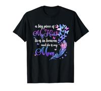 My Mom Lives in Heaven Memorial Quotes Son Daughter Matching Value Graphic T-Shirt