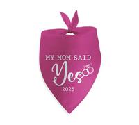 My Mom Said Yes 2025 Wedding Dog Bandana for Large Medium Small Dogs Engagement Announcement Wedding Party Decorations Photo Prop Pet Scarf Accessories Christmas Puppy Gifts