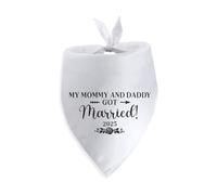 My Mommy and Daddy Got Married 2025 Dog Bandana Bridal Shower Gifts Engagement Gift for Large Medium Small Dogs Wedding Party Decorations Photo Prop Pet Scarf Accessories