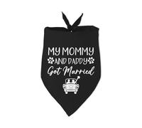 My Mommy and Daddy Got Married Dog Bandana Funny Black Wedding Engagement Pet Bandana Engagement Wedding Announcement Photo Prop Accessories for Dog Lovers Owner Gift