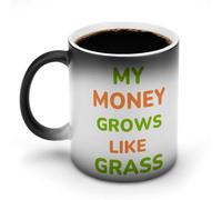 My Money Grows Like Grass Cute Ceramic Coffee Mug Heat Sensitive Color Changing Cups for Office Home