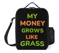 My Money Grows Like Grass Small Insulated Lunch Bag Tote