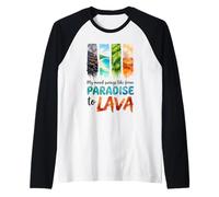 My Mood Swings Like from Paradise to Lava Watercolor Raglan Baseball Tee