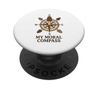 My Moral Compass Morel Mushroom Hunting Funny Forager Pun PopSockets Adhesive PopGrip
