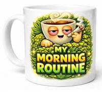 My Morning Routine Funny Coffee Weed Mug Wake and Bake Gift Mug