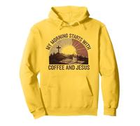 My Morning Starts with Coffee Jesus Tshirt Bible Christian Pullover Hoodie