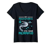 My Mosasaurus Ate Your Mermaid Paleontologist Dinosaur V-Neck T-Shirt