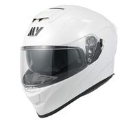 MY Motorcycle Full Face Helmet, ECE 22.06 Approved, Adult Street Bike Helmet with Inner Sun Visor, High Density EPS (Pearl white, XL)