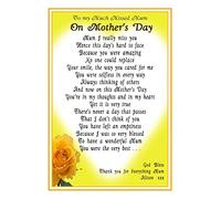 My Much Missed Mum - Yellow Rose Design for Mothers Day - A Memorial Poem by Impishodes - A Bereavement Funeral Grave Card Marker