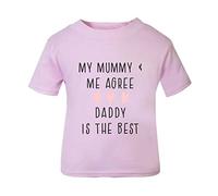 My Mummy and me Agree Daddy is The Best (Pink Hearts Appreciation Message) [FDB23] Short Sleeve Cotton Toddler t Shirt, 3-4 Years, Pastel Pink