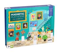 Petit Collage: My Museum Magnetic Play Scene - Fill the Museum with Iconic Art Pieces and Take Your Animal Friends on a Tour- Includes 2 Play Scenes and over 40 Play Pieces - Great Travel Activity