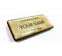 My Name Magnetic Gold Leaf Name Badge Gel Domed 76 x 32mm Bespoke Badge.