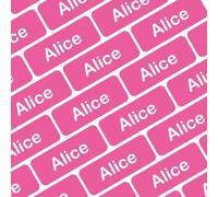 My Nametags® 175 Mini Name Stickers Pack | Personalised Small Labels for School Supplies Like Pens, Pencils, Markers & Other Stationery | Waterproof No-Iron Mini Tags for All Ages | Deep Pink