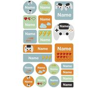 My Nametags® 21 Maxi Sticker Set to Label Big Items | No-Iron Waterproof Name Labels in Various Shapes & Sizes | Fun Large Stickers for School, Nursery & Kindergarten (232. Console Gaming)
