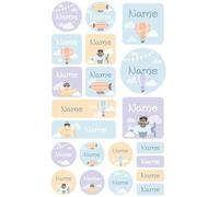My Nametags® 21 Maxi Sticker Set to Label Big Items | No-Iron Waterproof Name Labels in Various Shapes & Sizes | Fun Large Stickers for School, Nursery & Kindergarten (284. Hot Air Balloon)