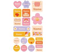 My Nametags® 21 Maxi Sticker Set to Label Big Items | No-Iron Waterproof Name Labels in Various Shapes & Sizes | Fun Large Stickers for School, Nursery & Kindergarten (352. Retro Pink)