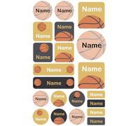 My Nametags® 21 Maxi Sticker Set to Label Big Items | No-Iron Waterproof Name Labels in Various Shapes & Sizes | Fun Large Stickers for School, Nursery & Kindergarten (261. Basketball)