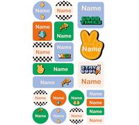 My Nametags® 21 Maxi Sticker Set to Label Big Items | No-Iron Waterproof Name Labels in Various Shapes & Sizes | Fun Large Stickers for School, Nursery & Kindergarten (353. Retro Green)