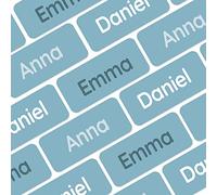 My Nametags® 56 Iron On Name Labels for Clothes | Waterproof & Washable Name Tags for Clothes & School Uniforms | Clothing Labels for Kids, School, Nursery, Kindergarten & Care Homes - Blue-Grey