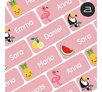 My Nametags® 56 Iron On Name Labels for Clothes | Waterproof & Washable Name Tags for Clothes & School Uniforms | Clothing Labels for Kids, School, Nursery, Kindergarten & Care Homes - Tropical