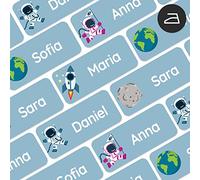 My Nametags® 56 Iron On Name Labels for Clothes | Waterproof & Washable Name Tags for Clothes & School Uniforms | Clothing Labels for Kids, School, Nursery, Kindergarten & Care Homes - Space