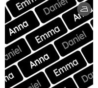 My Nametags® 56 Iron On Name Labels for Clothes | Waterproof & Washable Name Tags for Clothes & School Uniforms | Clothing Labels for Kids, School, Nursery, Kindergarten & Care Homes - Black