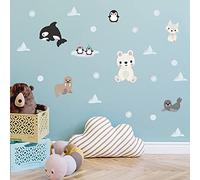 My Nametags® Arctic Animals Wall Stickers | Peel-and-Stick, Removable & Repositionable Wall Decals | Room Decor for Kids' Bedroom, Nursery, Playroom