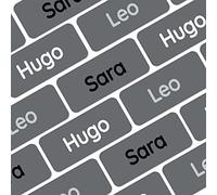 My Nametags® Award-Winning Name Stickers for Clothes & Items | 56 No-Iron, Washable Stick-On Tags for Babies, Kids & Adults (Dark Grey)