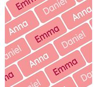 My Nametags® Award-Winning Name Stickers for Clothes & Items | 56 No-Iron, Washable Stick-On Tags for Babies, Kids & Adults (Pink)