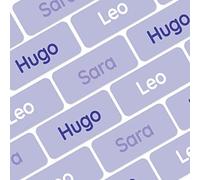 My Nametags® Award-Winning Name Stickers for Clothes & Items | 56 No-Iron, Washable Stick-On Tags for Babies, Kids & Adults (Light Purple)