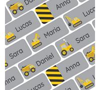 My Nametags® Award-Winning Name Stickers for Clothes & Items | 56 No-Iron, Washable Stick-On Tags for Babies, Kids & Adults | Construction Stickers (Grey)