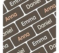 My Nametags® Award-Winning Name Stickers for Clothes & Items | 56 No-Iron, Washable Stick-On Tags for Babies, Kids & Adults (Dark Brown)