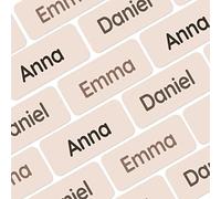 My Nametags® Award-Winning Name Stickers for Clothes & Items | 56 No-Iron, Washable Stick-On Tags for Babies, Kids & Adults (Beige)