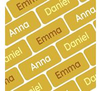 My Nametags® Award-Winning Name Stickers for Clothes & Items | 56 No-Iron, Washable Stick-On Tags for Babies, Kids & Adults (Golden Yellow)