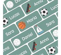My Nametags® Award-Winning Name Stickers for Clothes & Items | 56 No-Iron, Washable Stick-On Tags for Babies, Kids & Adults | Sports Stickers (Green)