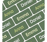 My Nametags® Award-Winning Name Stickers for Clothes & Items | 56 No-Iron, Washable Stick-On Tags for Babies, Kids & Adults (Dark Green)